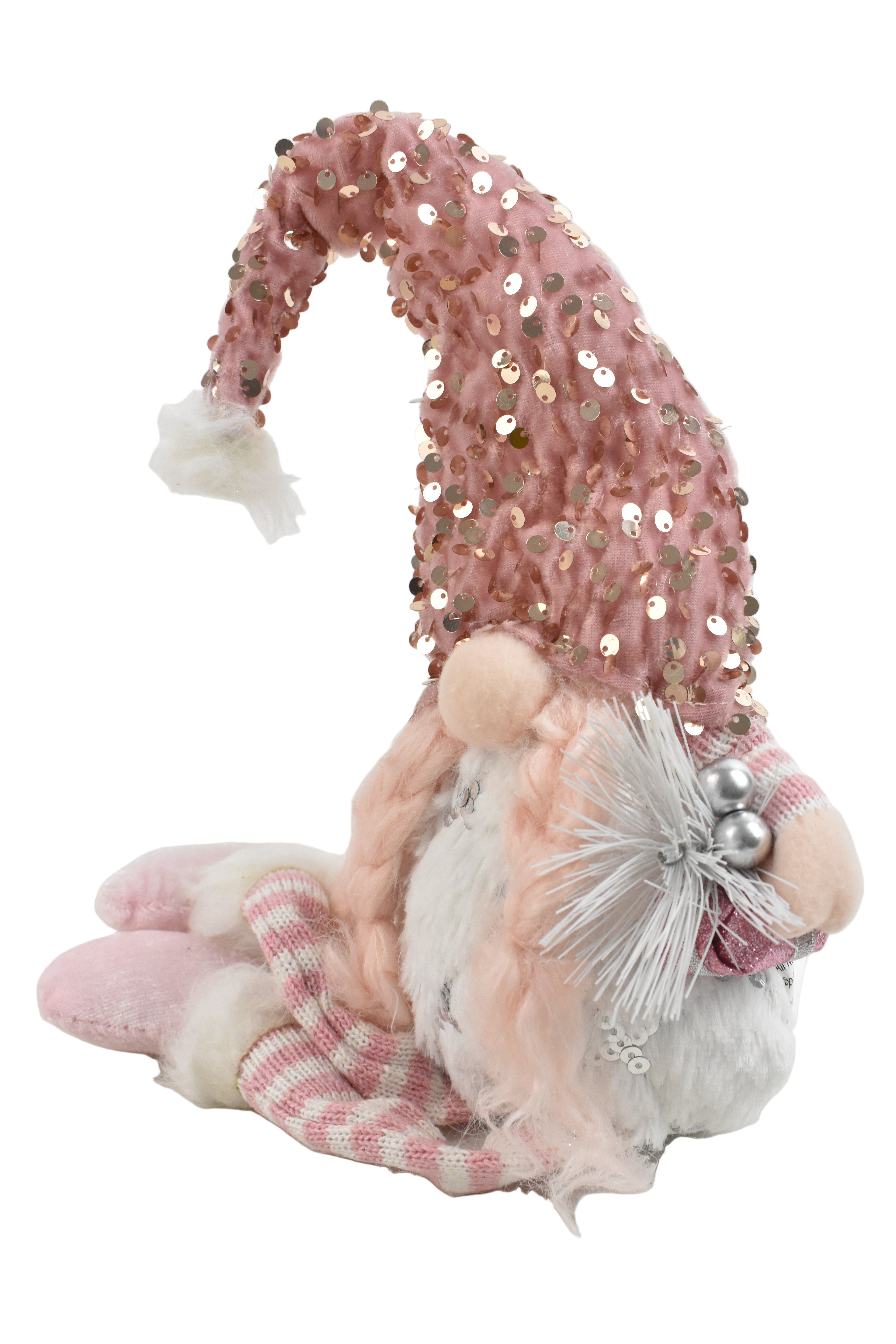 Christmas Sitting Gonk With Dangling Legs Plaits Pink 21"