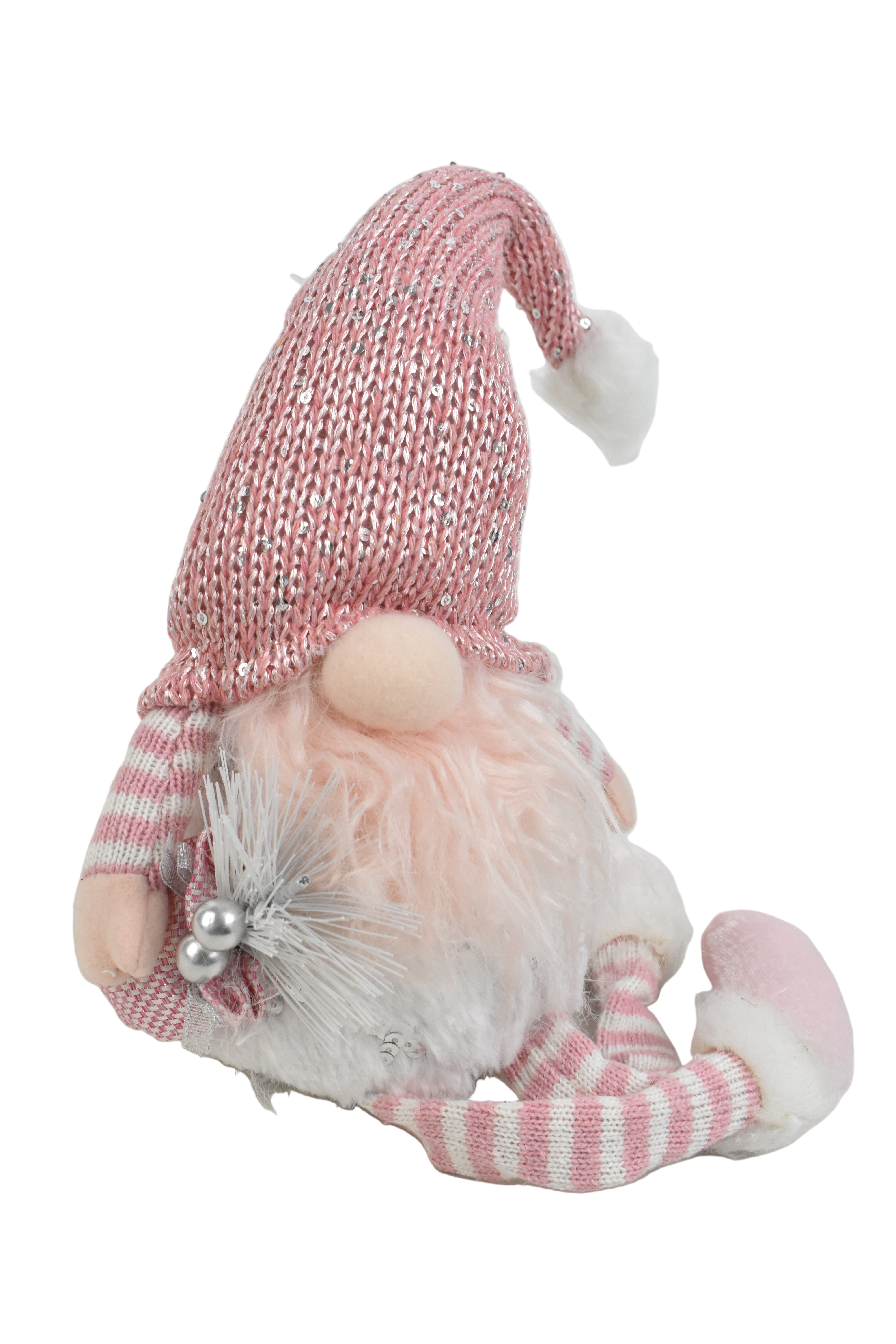 Christmas Sitting Gonk with Dangling Legs Beard Pink 21"