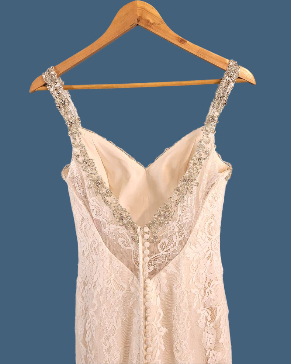 Jasmine Collection Champagne Fitted Strap Wedding Dress Size 8