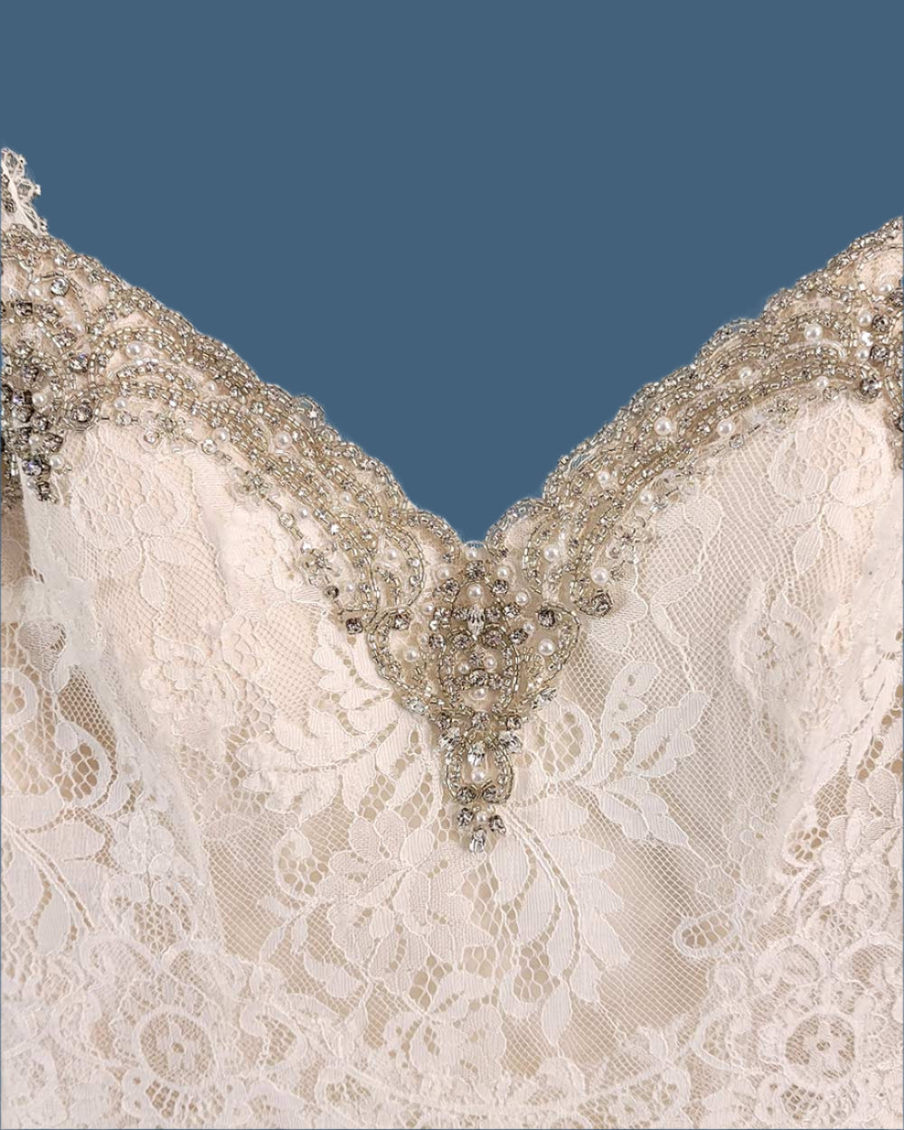 Jasmine Collection Champagne Fitted Strap Wedding Dress Size 8