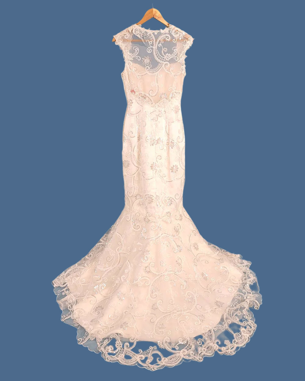 Charlotte Balbier White Fitted Fish Tail Illusion Wedding Dress Size 6