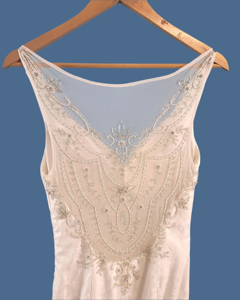 White Fish Tail Illusion Wedding Dress Size 10