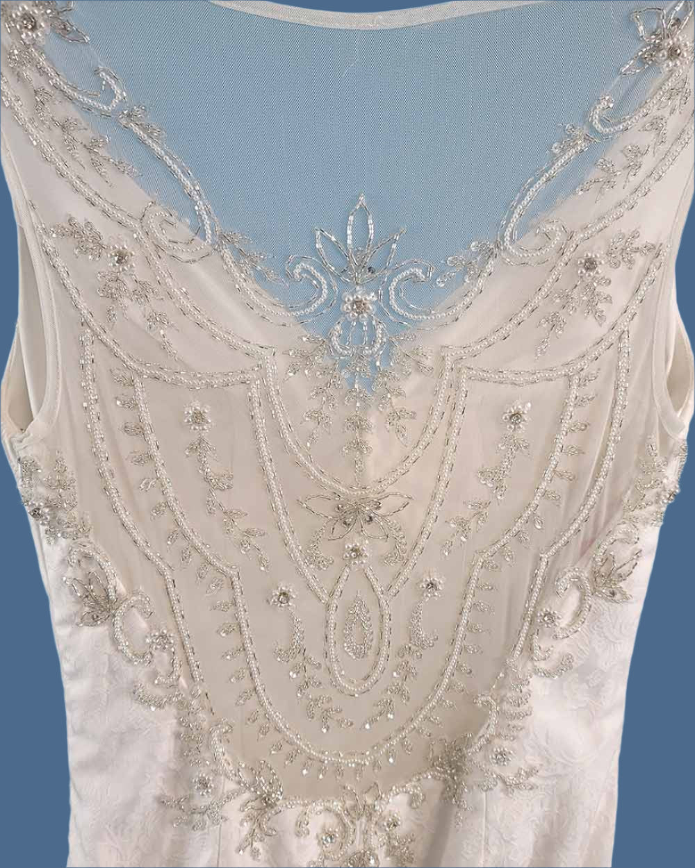 White Fish Tail Illusion Wedding Dress Size 10