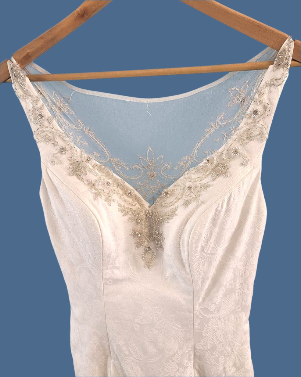 White Fish Tail Illusion Wedding Dress Size 10