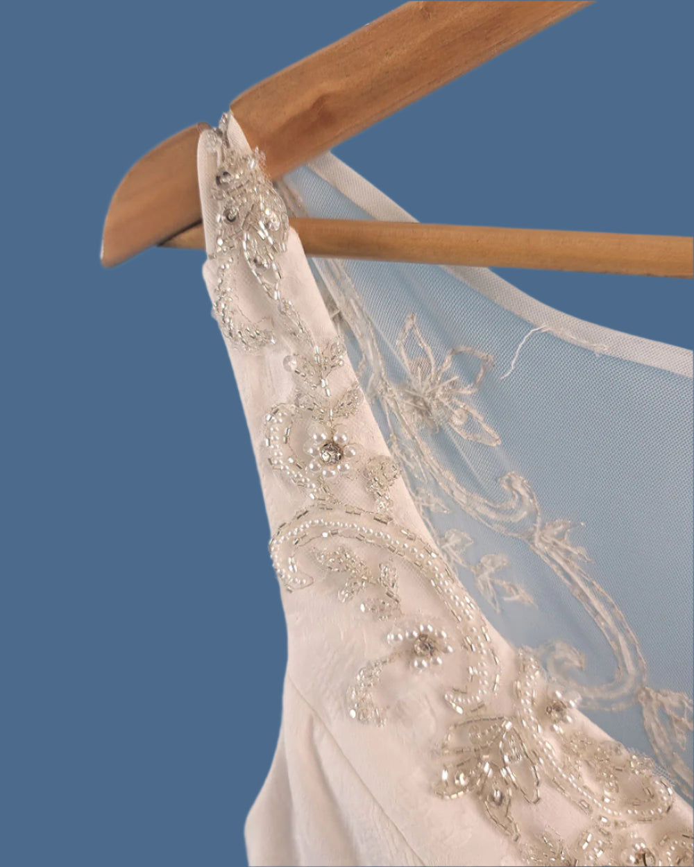 White Fish Tail Illusion Wedding Dress Size 10