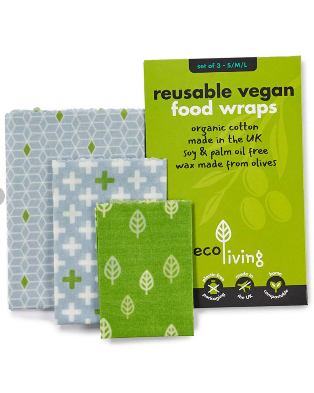 Handmade Reusable Food Wraps Vegan Set of 3