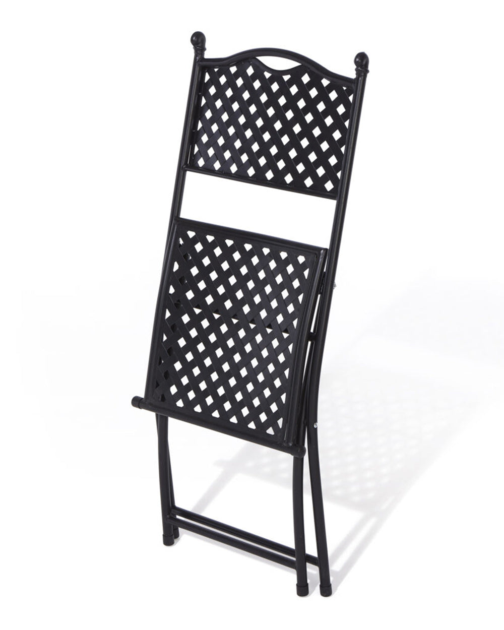 garden bistro chair matt lattice pattern Havana Rowlinson. Photo of the the chair with a white cut our background folded view