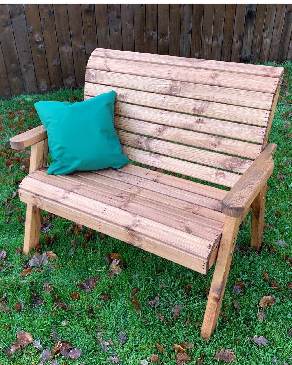 Charles Taylor Two Seater Bench with Green Cushions HB19G