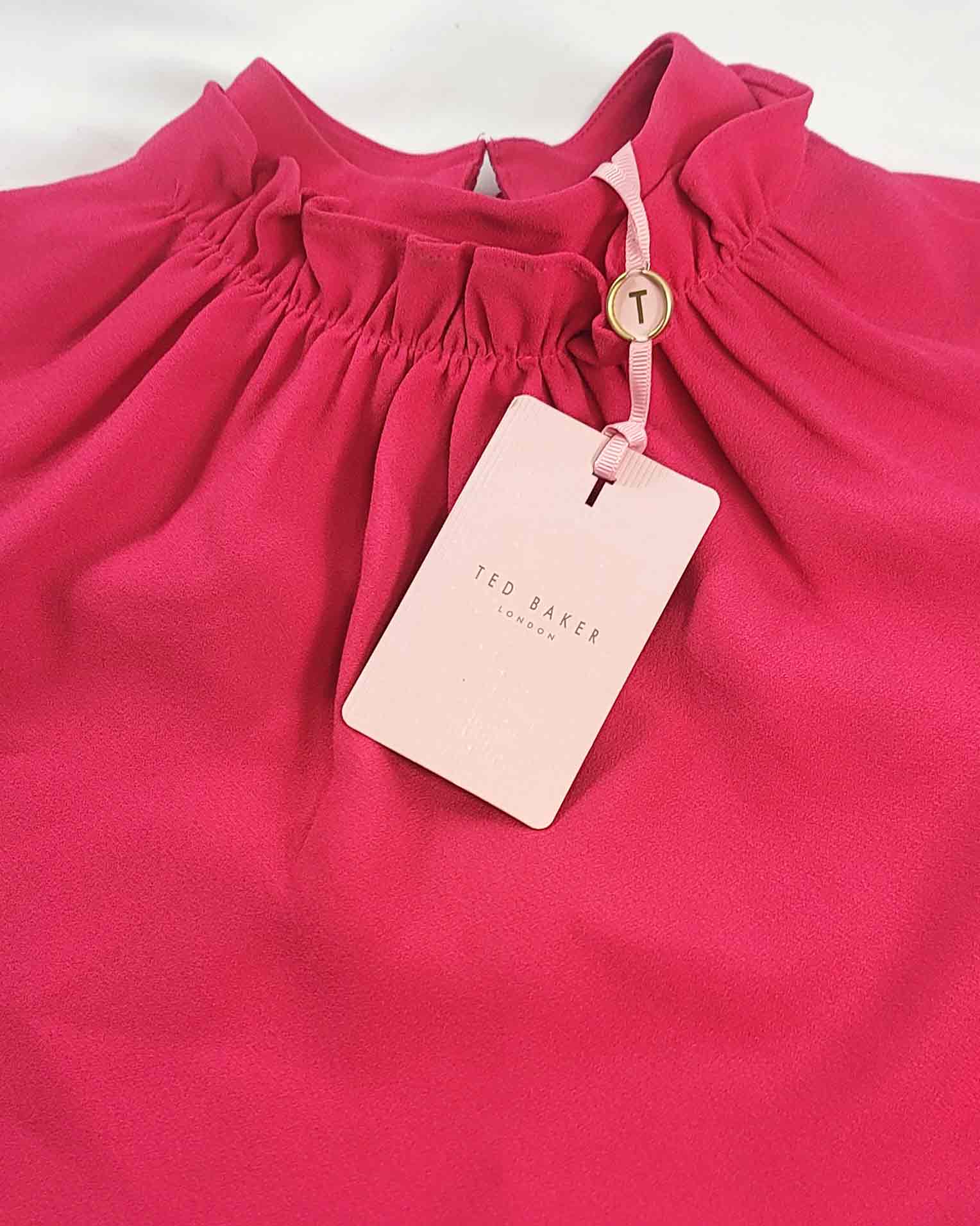 Ted Baker Pink Ruffle Neck Sleeveless Top XS