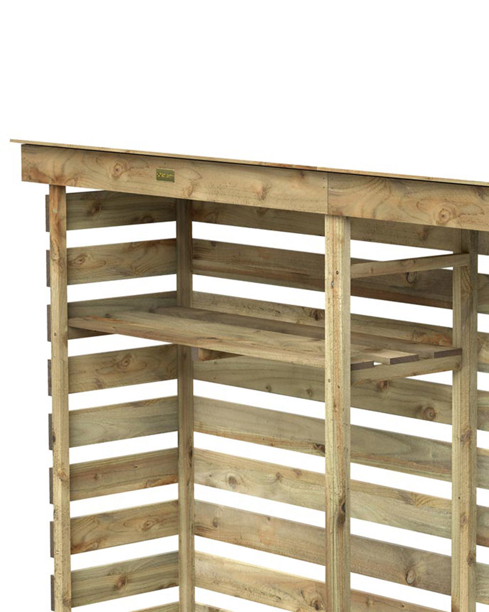 garden outdoor large wood store wood storage photographed on a white back ground close up of the top