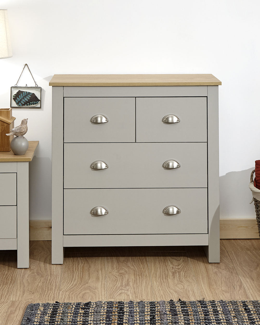 Lancaster 2 + 2 chest of drawers in grey in a lifestyle scene in a bedroom