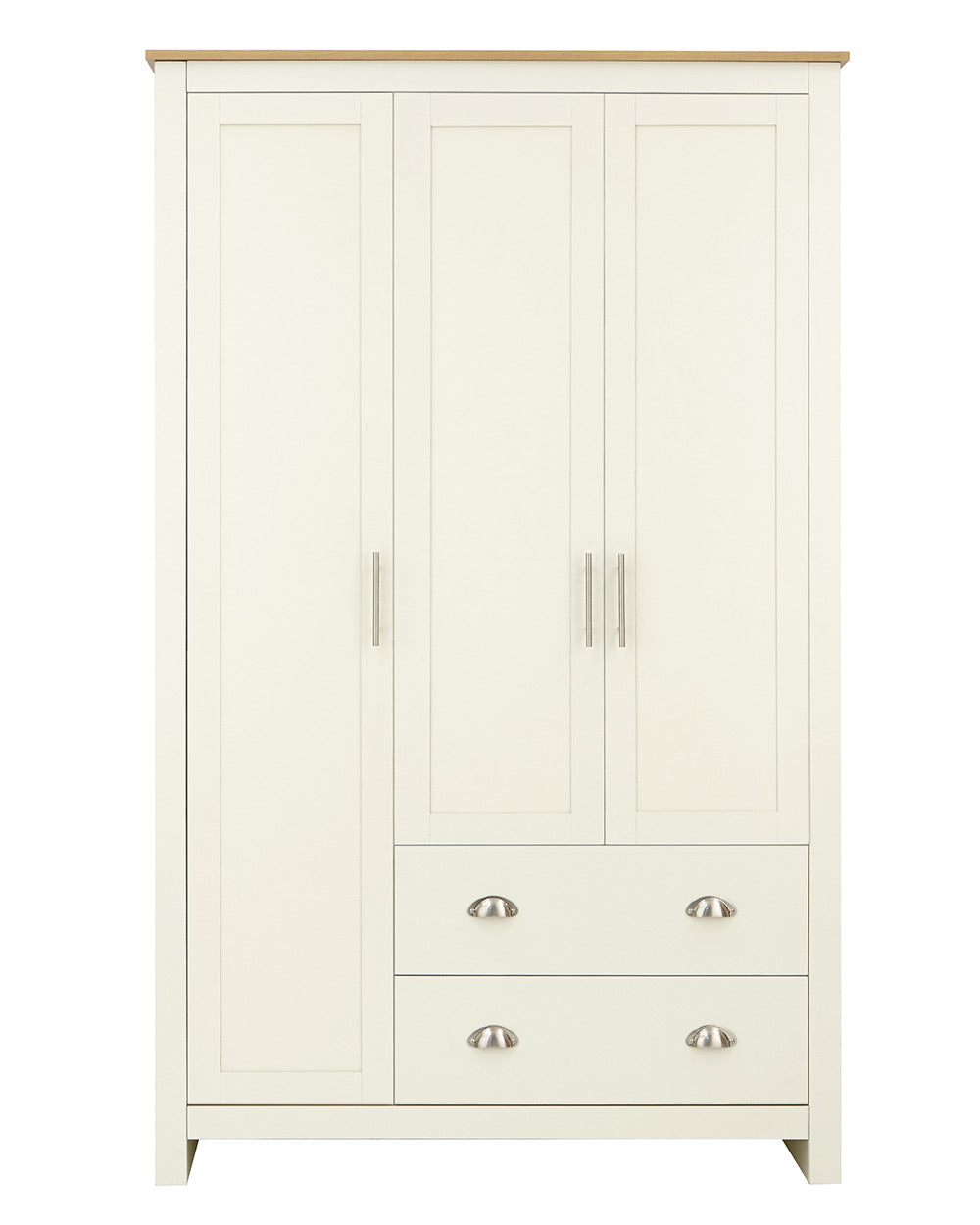 Lancaster 3 door 2 drawer wardrobe shaker style doors on a white cut out background front facing
