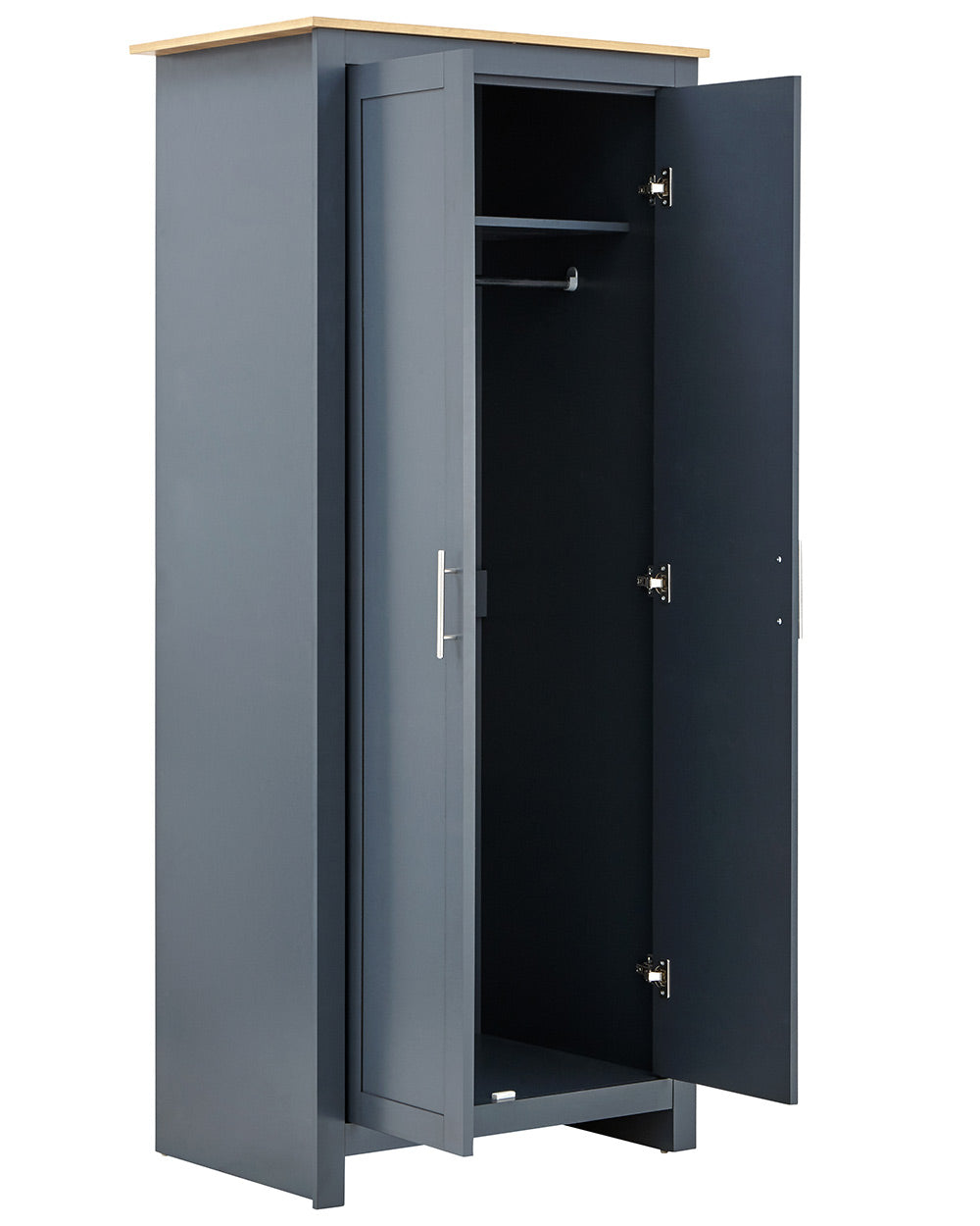 Lancaster 3 Piece Bedroom Furniture Wardrobe Slate Blue on a white cut out background