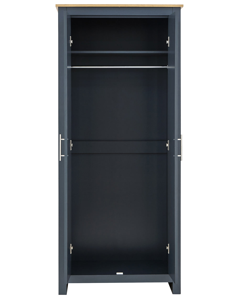 Lancaster 3 Piece Bedroom Furniture WardrobeSlate Blue on a white cut out background door opens