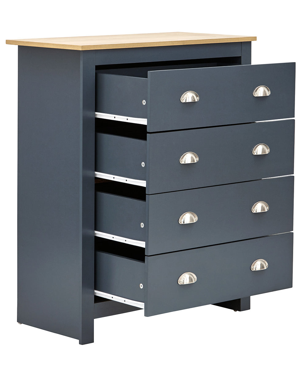 Lancaster 3 Piece Bedroom Furniture chest of drawers slat Blue on a white cut out background