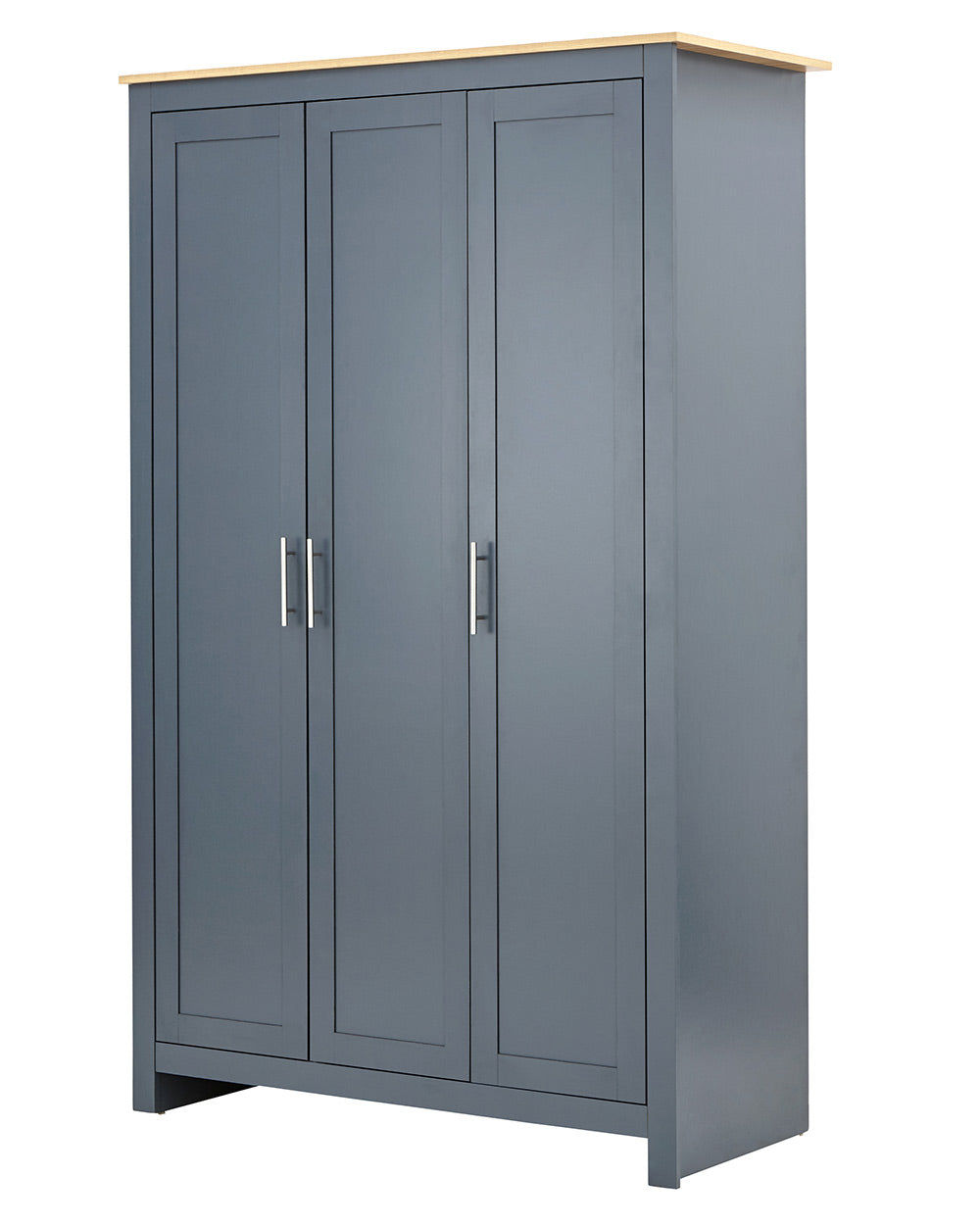 Lancaster4 piece bedroom furniture set by GFW in slate blue on a white back ground setting of the wardrobe sideview
