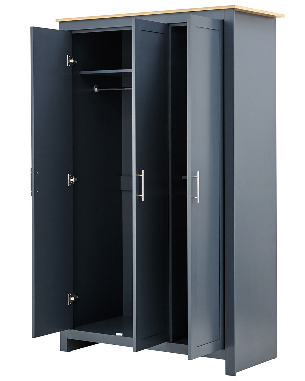 Lancaster4 piece bedroom furniture set by GFW in slate blue on a white back ground setting of the wardrobe side view