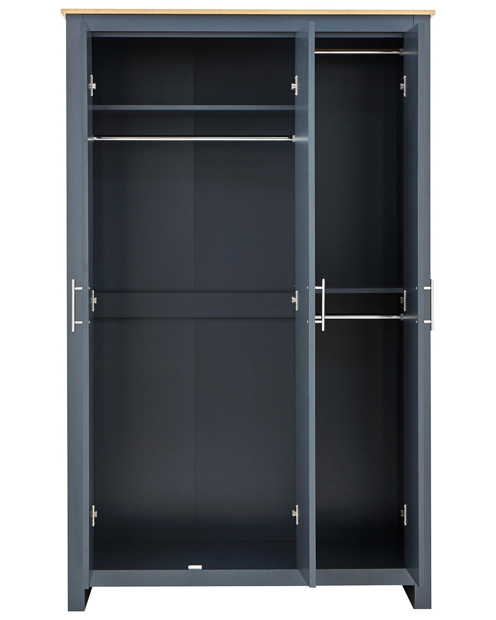 Lancaster4 piece bedroom furniture set by GFW in slate blue on a white back ground setting of the wardrobe front view