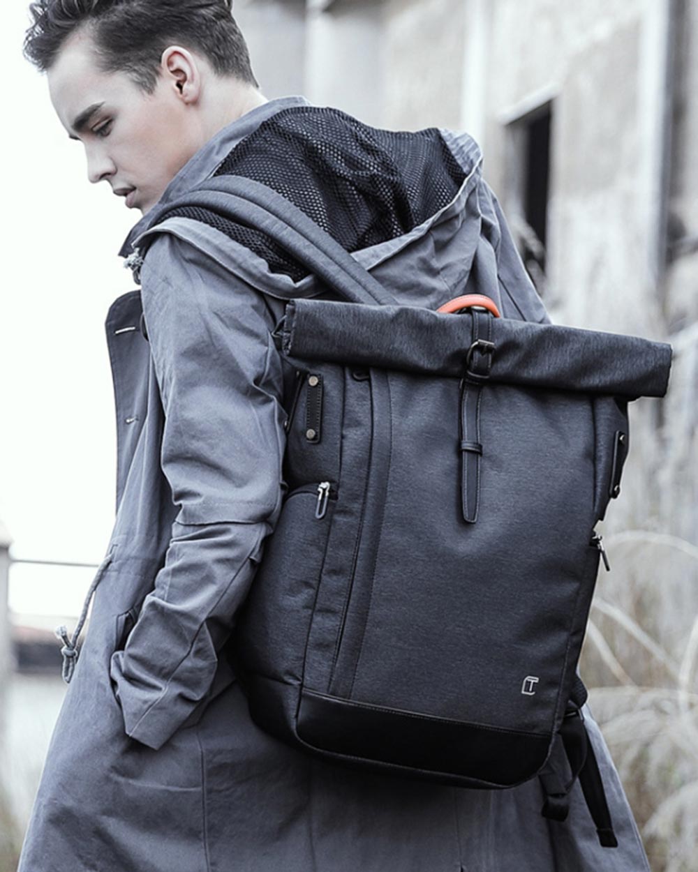 Tangcool Waterproof Laptop Rucksack Bag USB Port Dark Grey