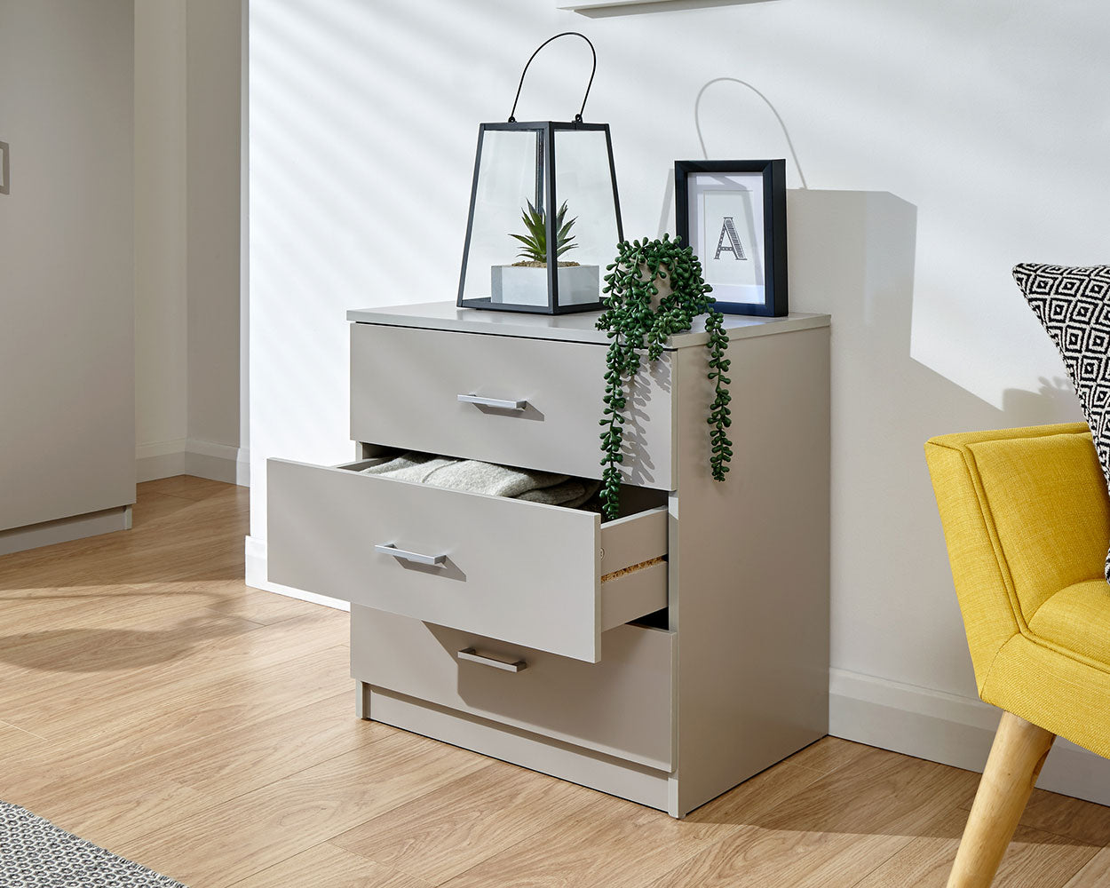 Panama 3 Piece Bedroom Furniture Set, Grey