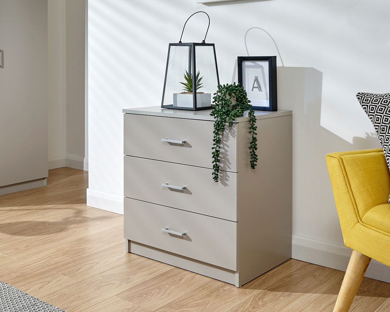 Panama 3 Piece Bedroom Furniture Set, Grey