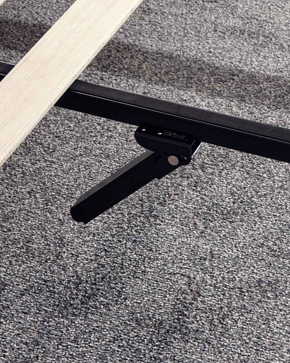 small double bed frame black industrial platform bed lifestyle image close up