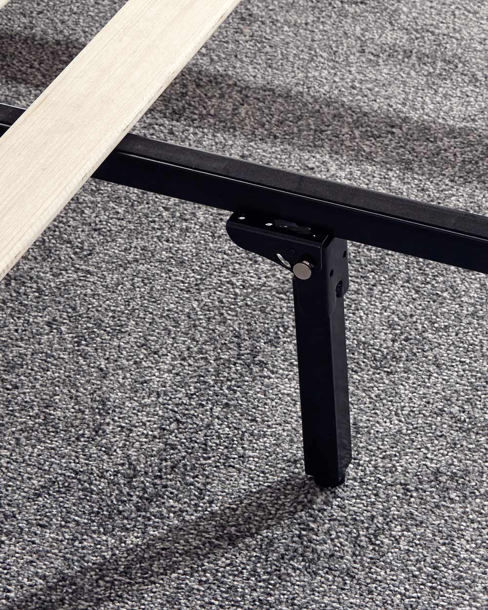 small double bed frame black industrial platform bed lifestyle image close up