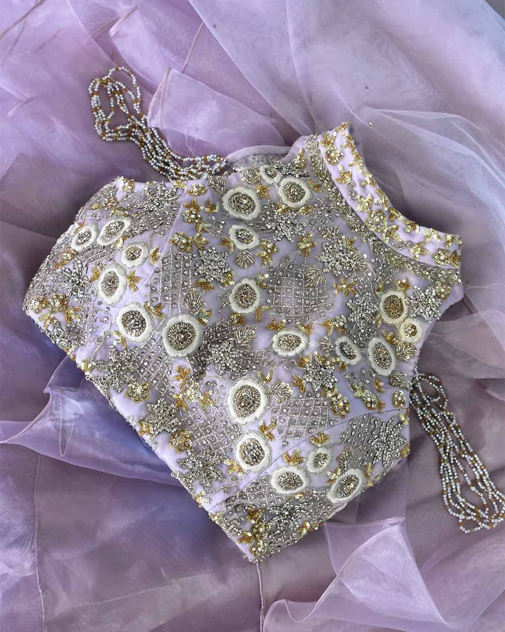 Pale Pink Asian Wedding Bodice Skirt Shawl