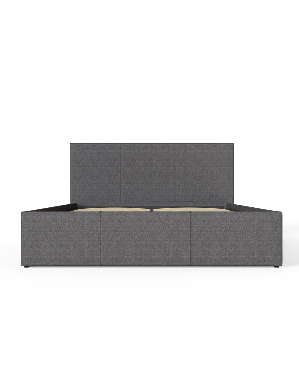 side lift storage bed ottoman on a white back ground front view