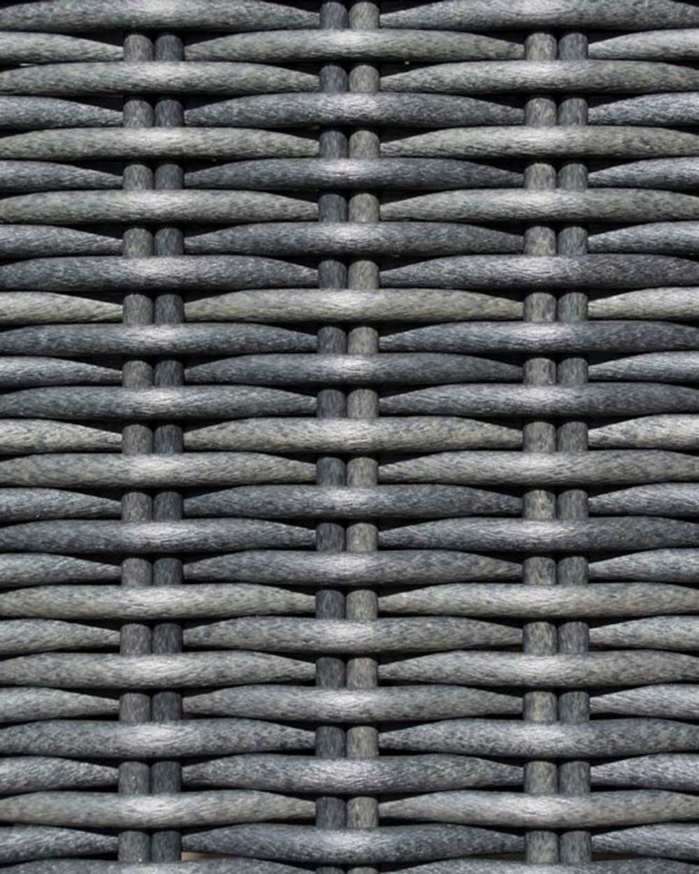 close up image of the weather proof grey rattan