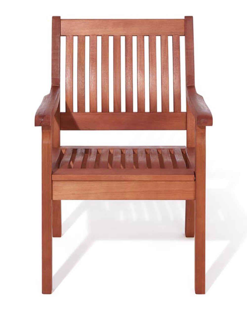 white cut out image of the wooden garden furniture chair front view