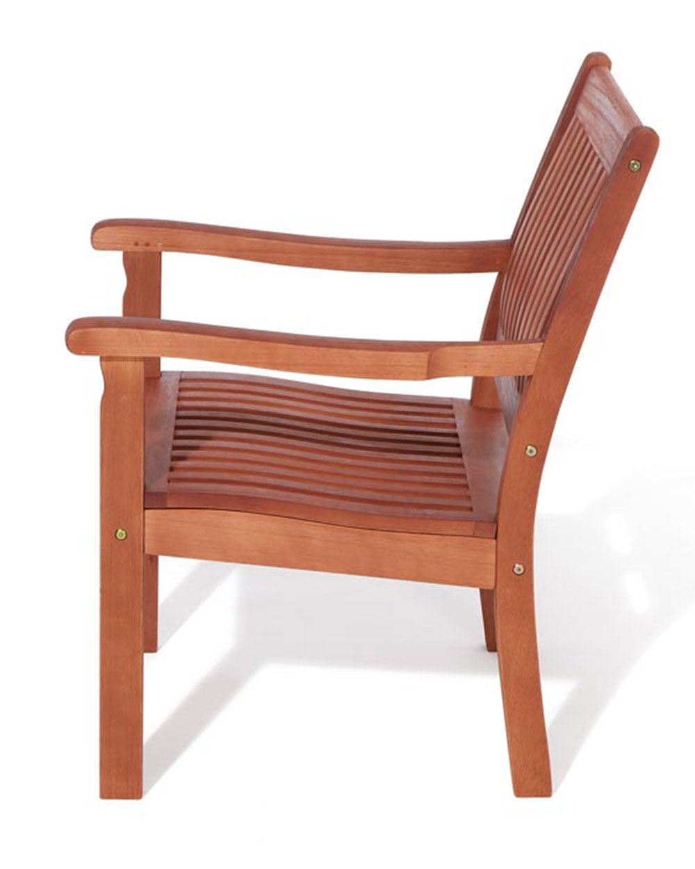 white cut out image of the wooden garden furniture chair side view