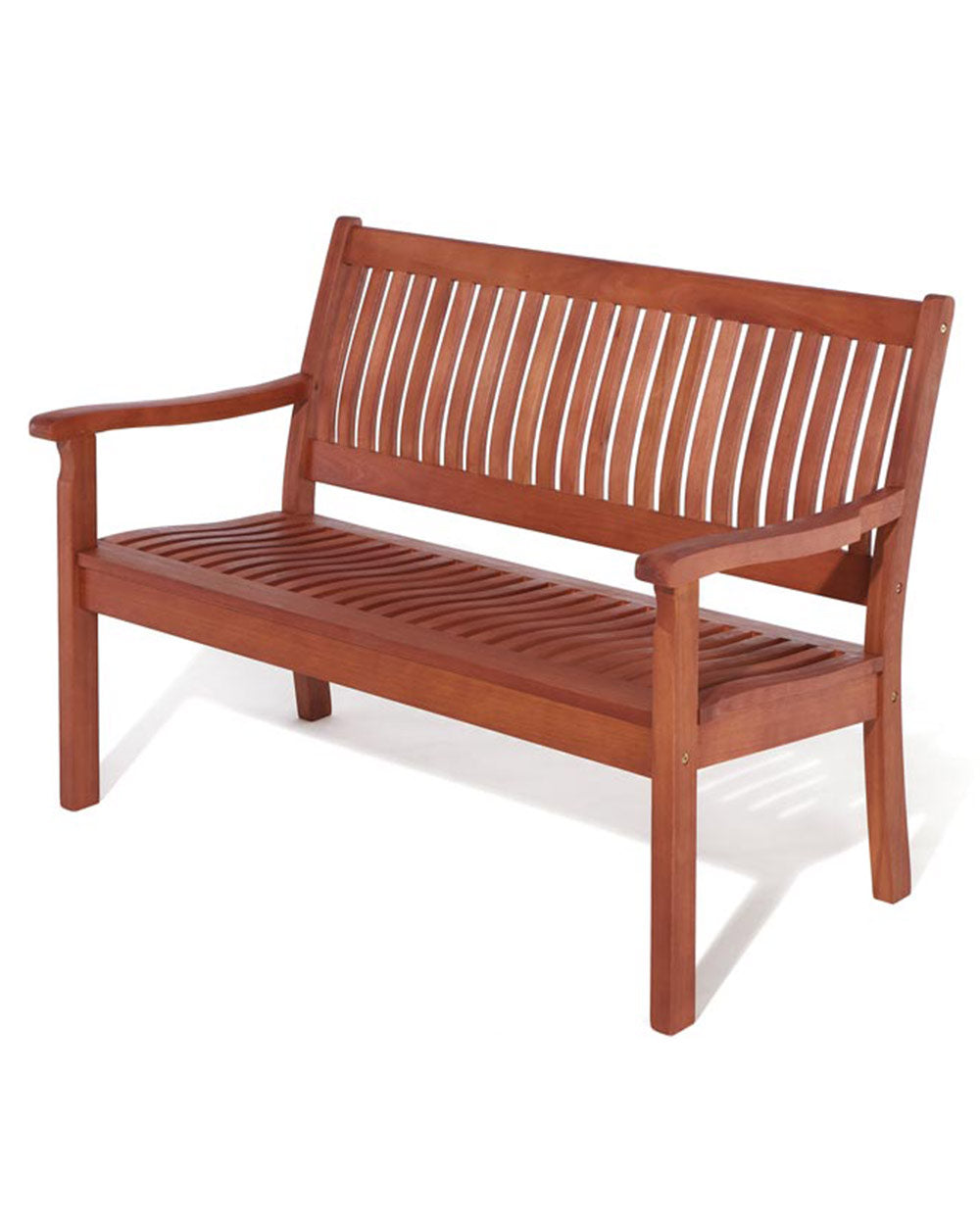 white cut out image of the wooden garden furniture bench angled view