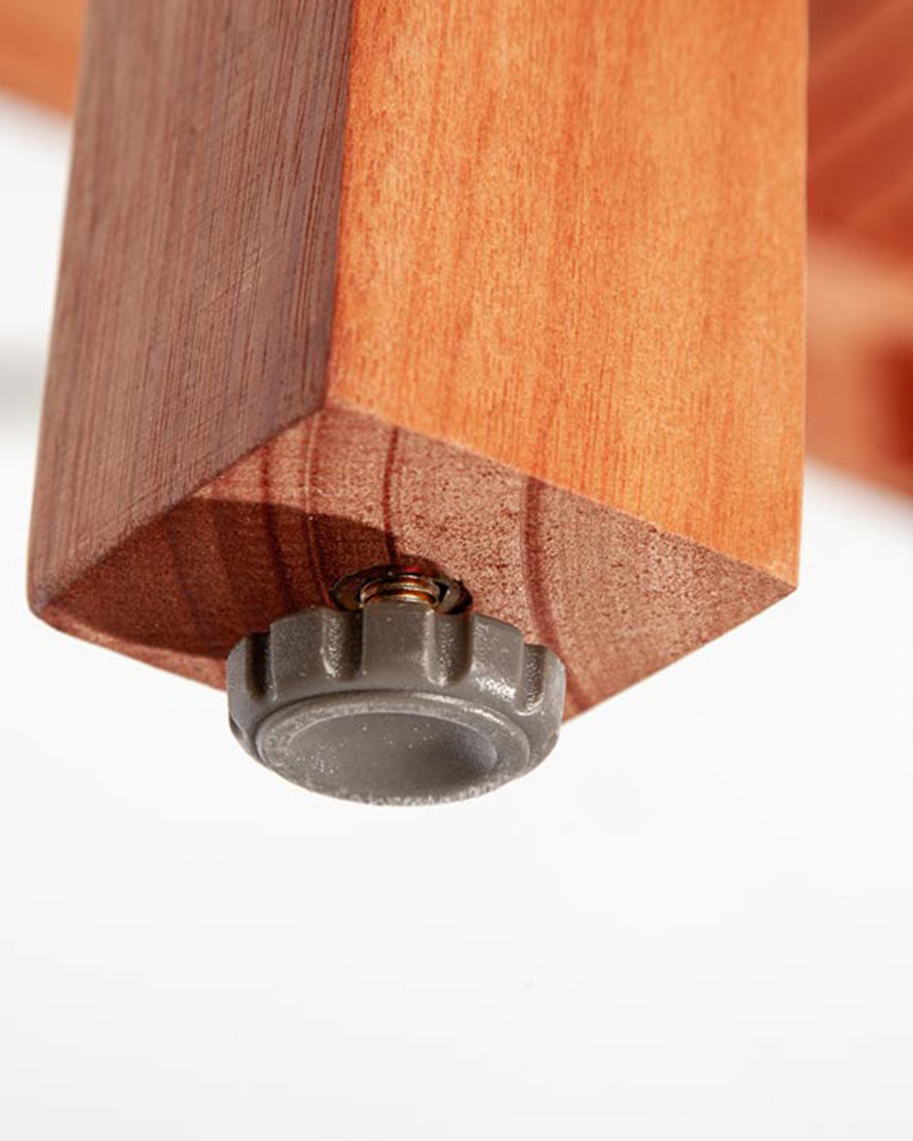 Table levelling legs close up