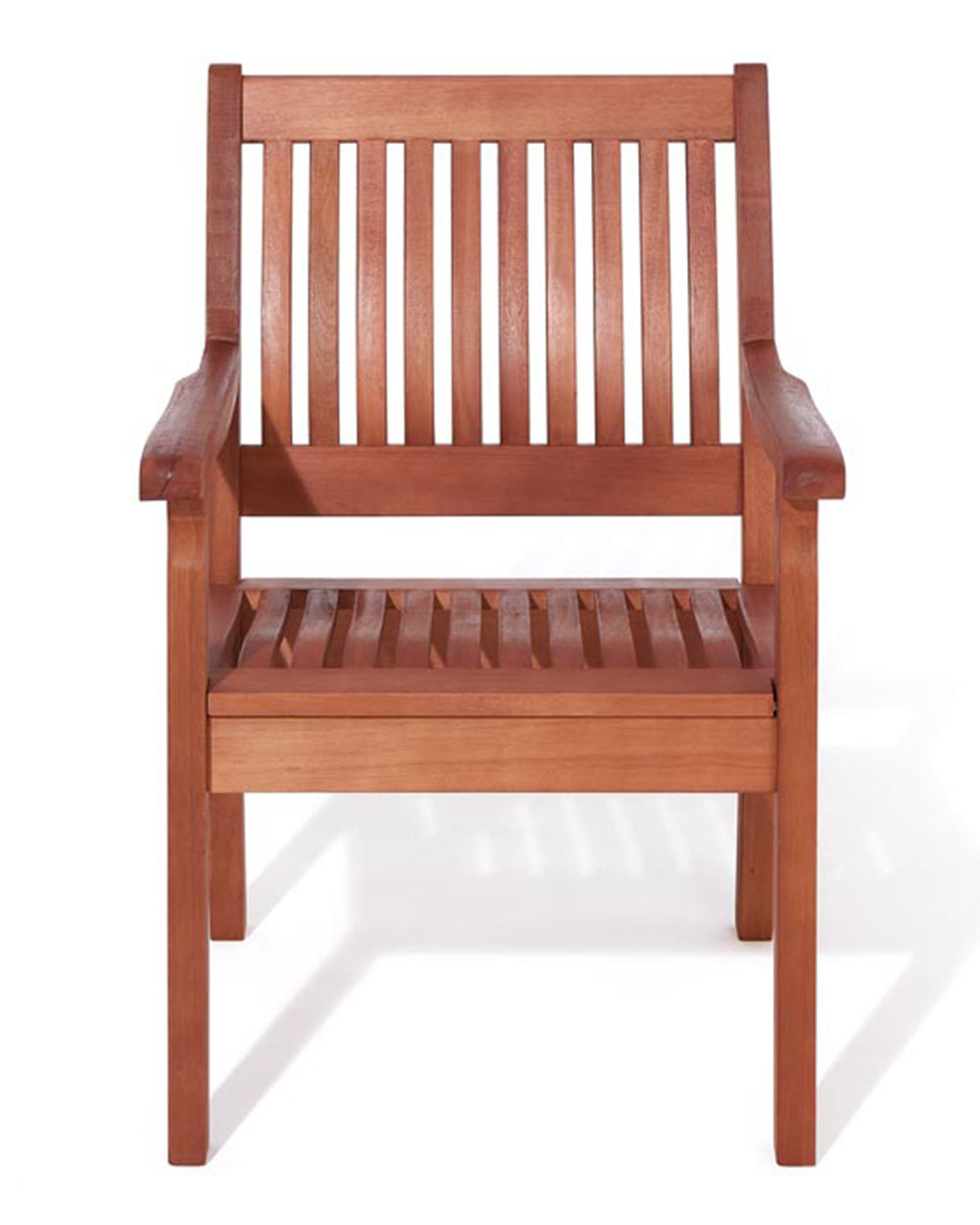 white cut out image of the wooden garden chair full frontal view