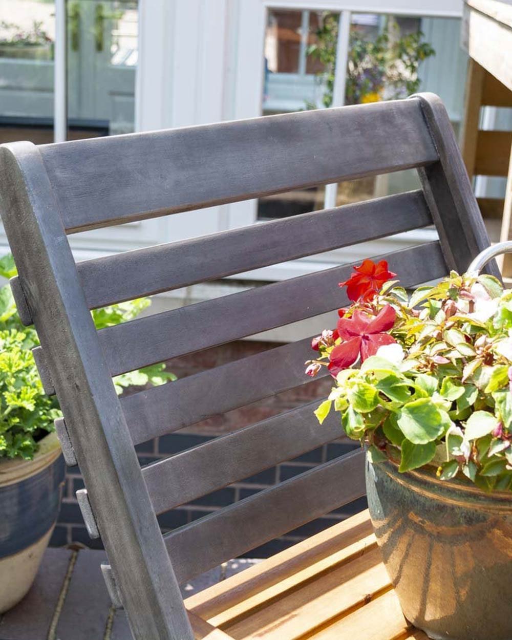 Alderley Hardwood Plant Ladder 3 Tier Stand Large Grey Rowlinson
