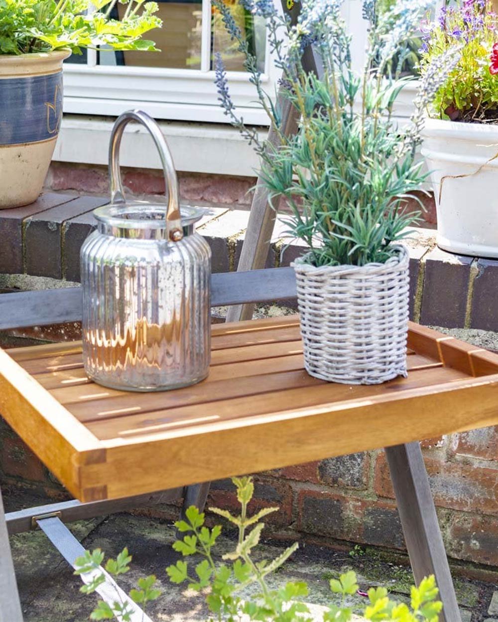 Alderley Hardwood Plant Ladder 3 Tier Stand Large Grey Rowlinson