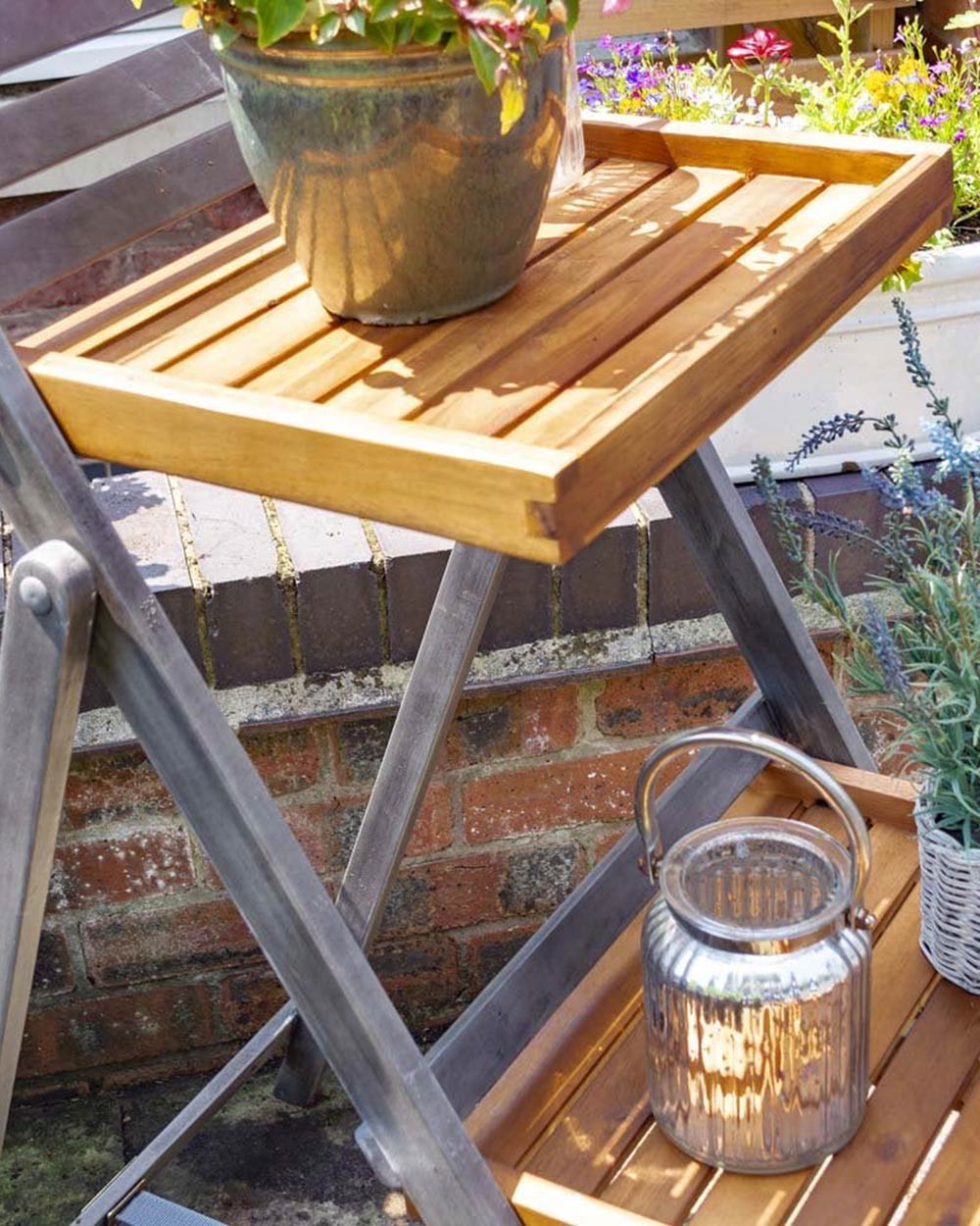 Alderley Hardwood Plant Ladder 3 Tier Stand Large Grey Rowlinson