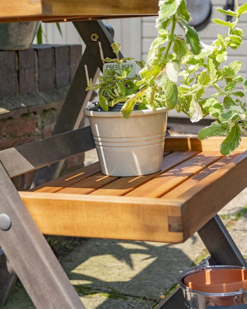 Alderley Hardwood 3 Tier Plant Ladder Display Small Rowlinson