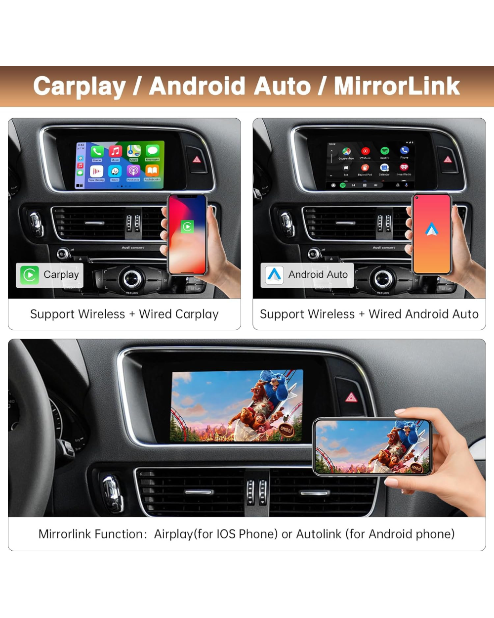 Auto Retrofit Kit Decoder Audi A4/A5/Q5 Wireless Carplay/Android