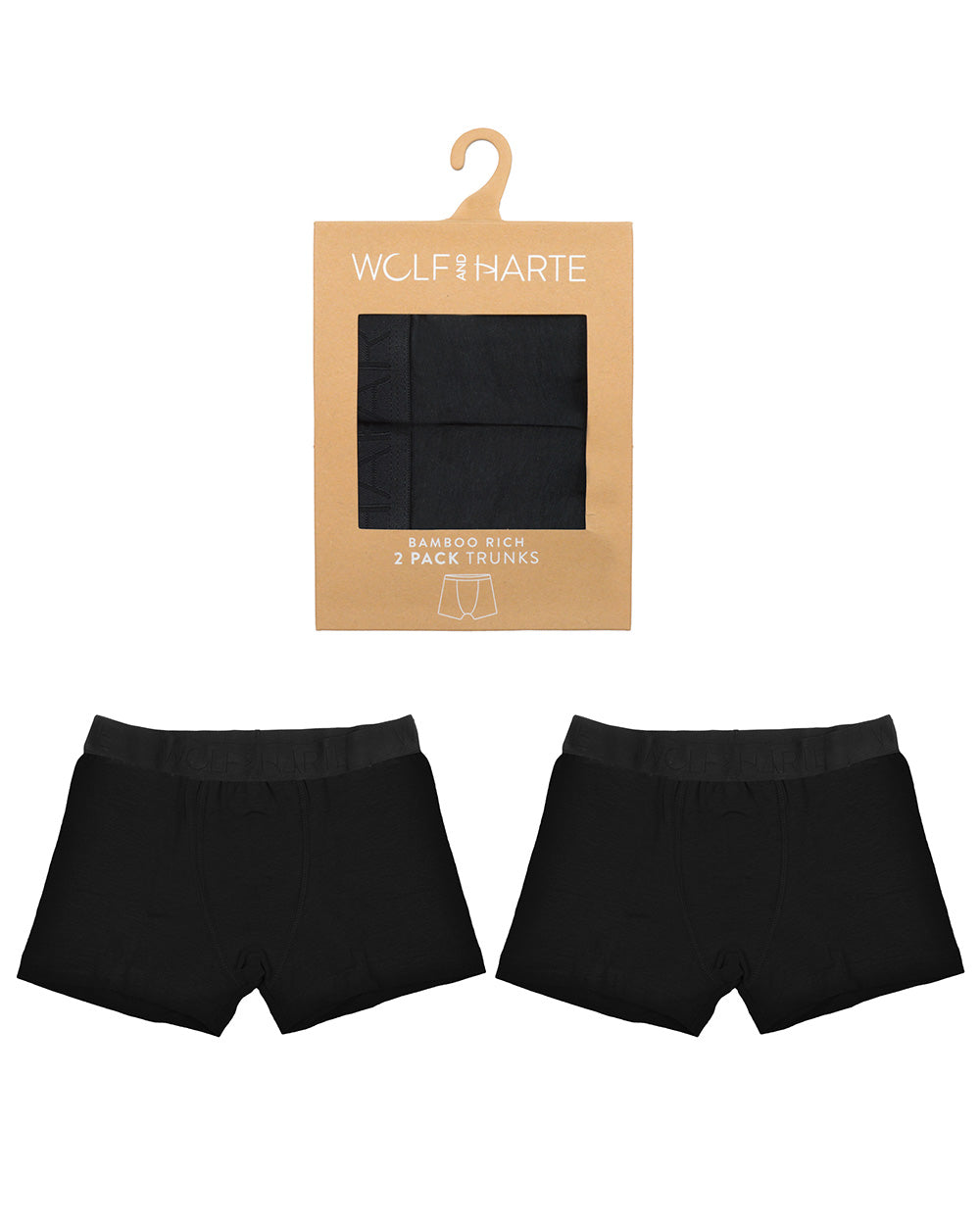 Men's Bamboo Boxers 2 Pair Black