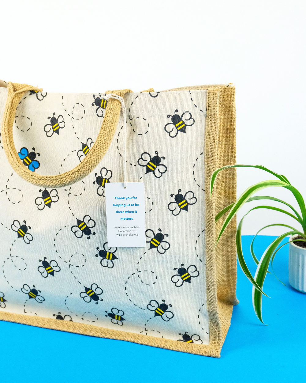 Bee Jute Canvas Shopping Bag For Life 100% Biodegradable