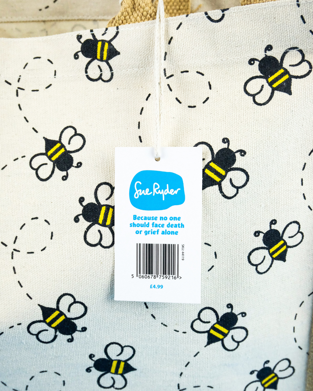 Bee Jute Canvas Shopping Bag For Life 100% Biodegradable