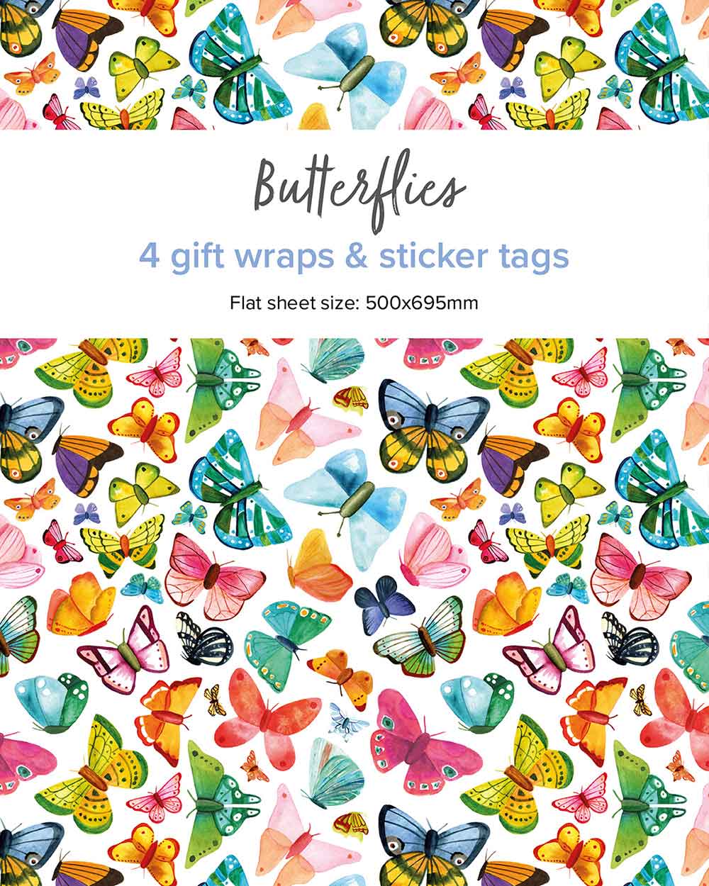 Butterfly wrapping paper set colourful plastic free
