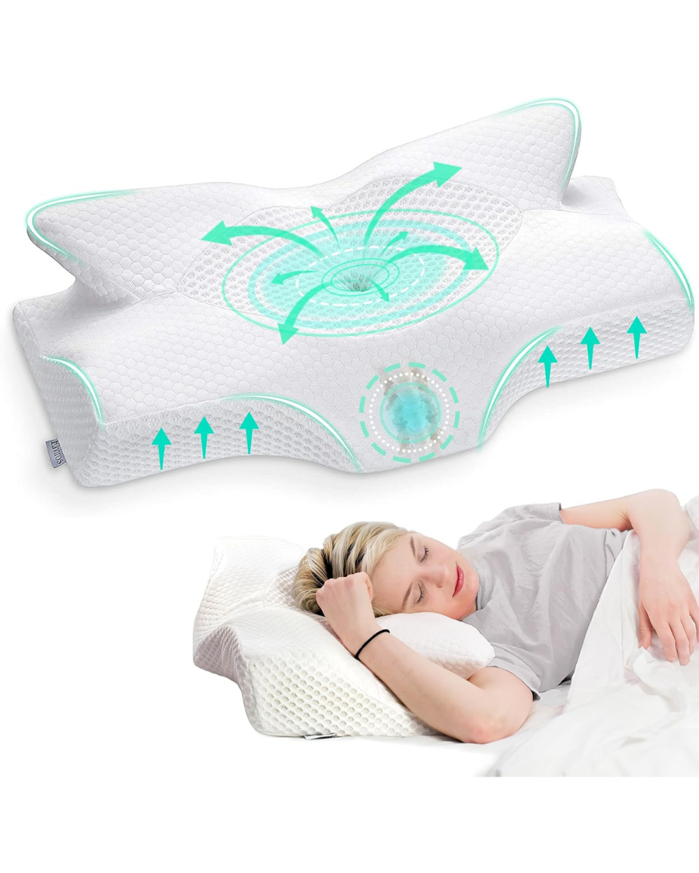 Elviros Cervical Memory Foam Pillow Butterfly
