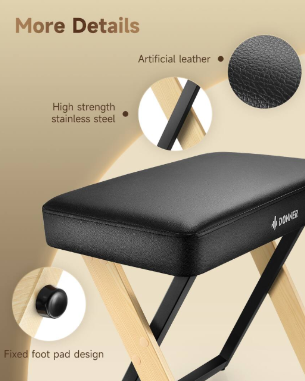 Donner Piano Stool DKB-300 Bench Thick Padding