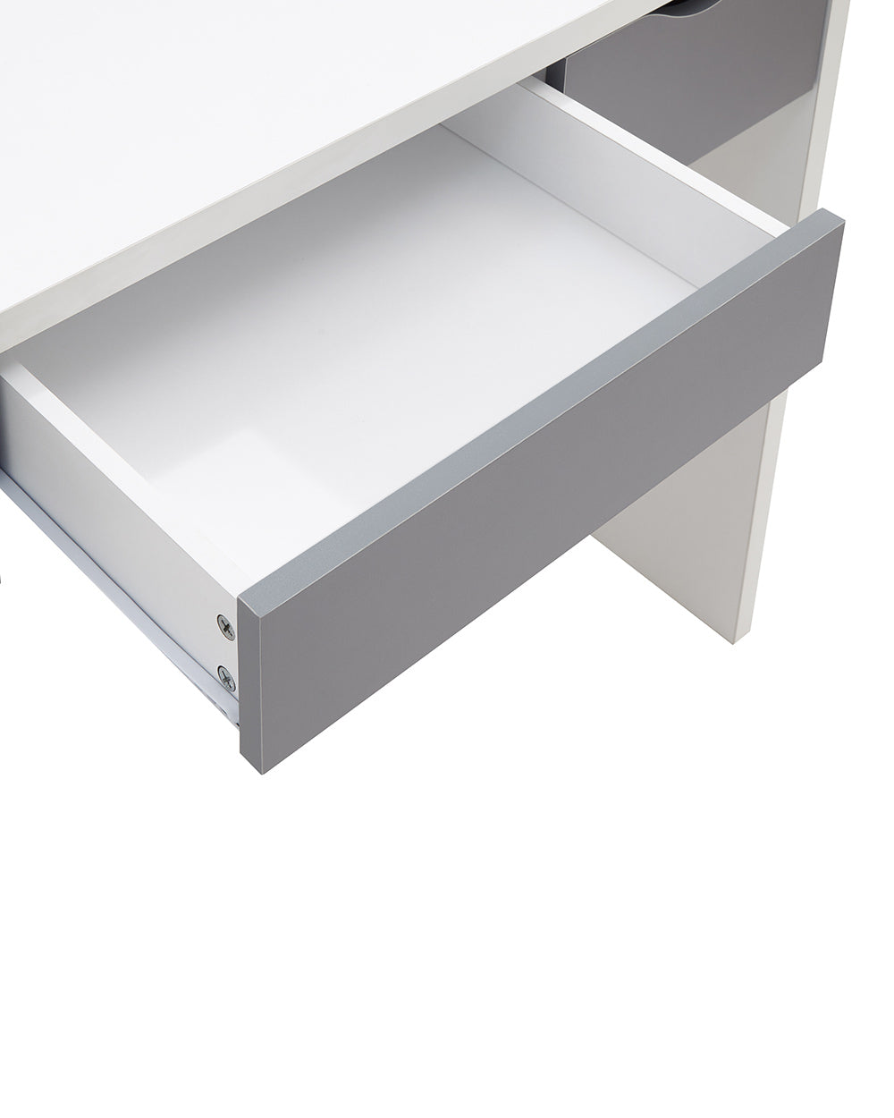 close up of the middle drawer on a white background