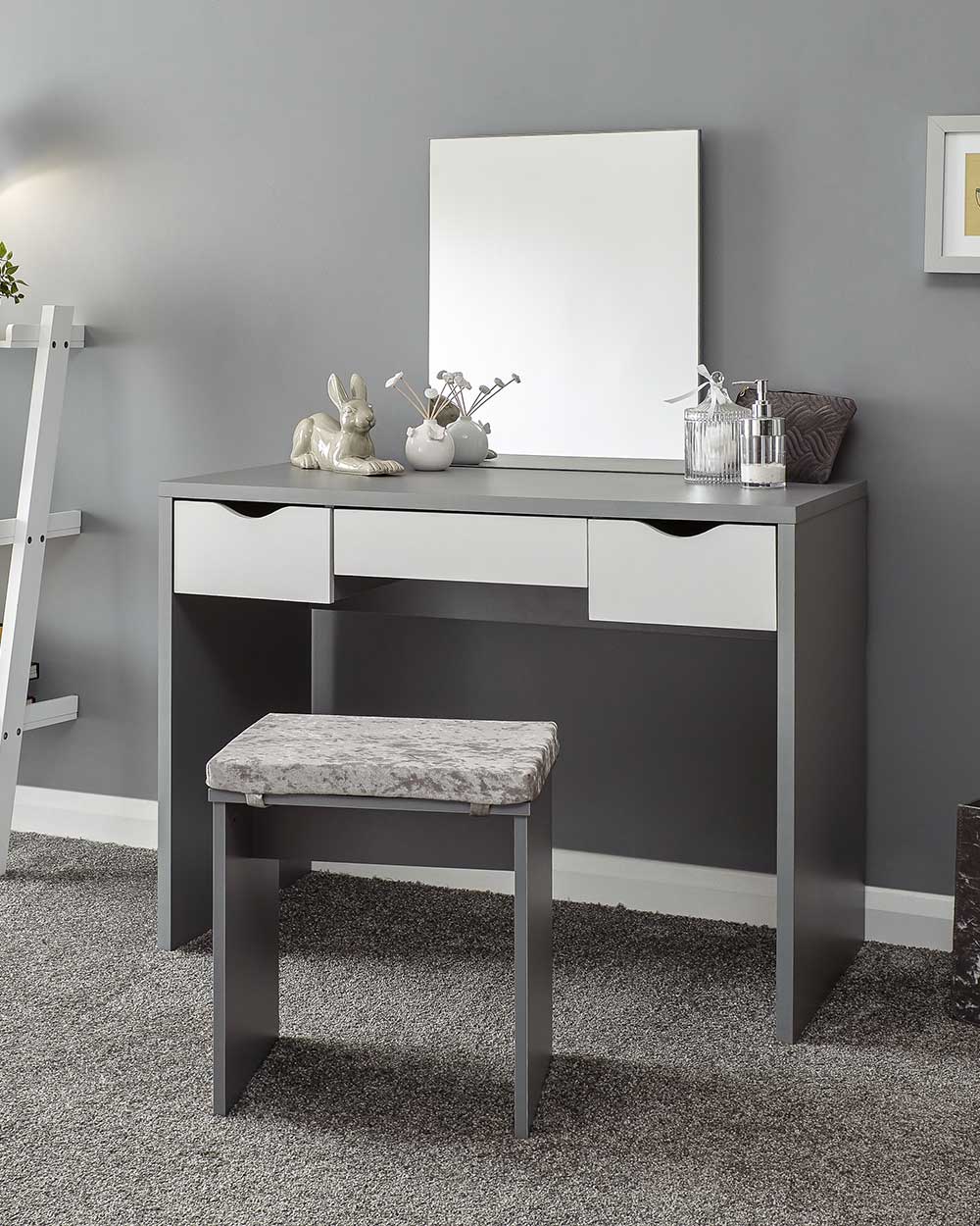 Elizabeth Dressing Table Set Grey + White Elizabeth Dressing Table Set Grey + White