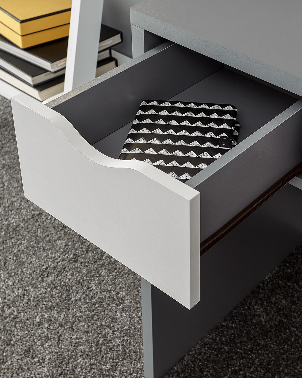 Lifestyle image of one of the side drawers open