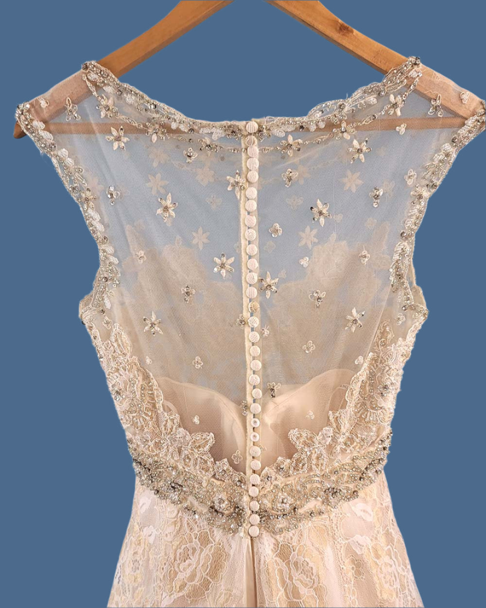 Jasmine Couture Gold Lace Illusion Wedding Dress Size 10